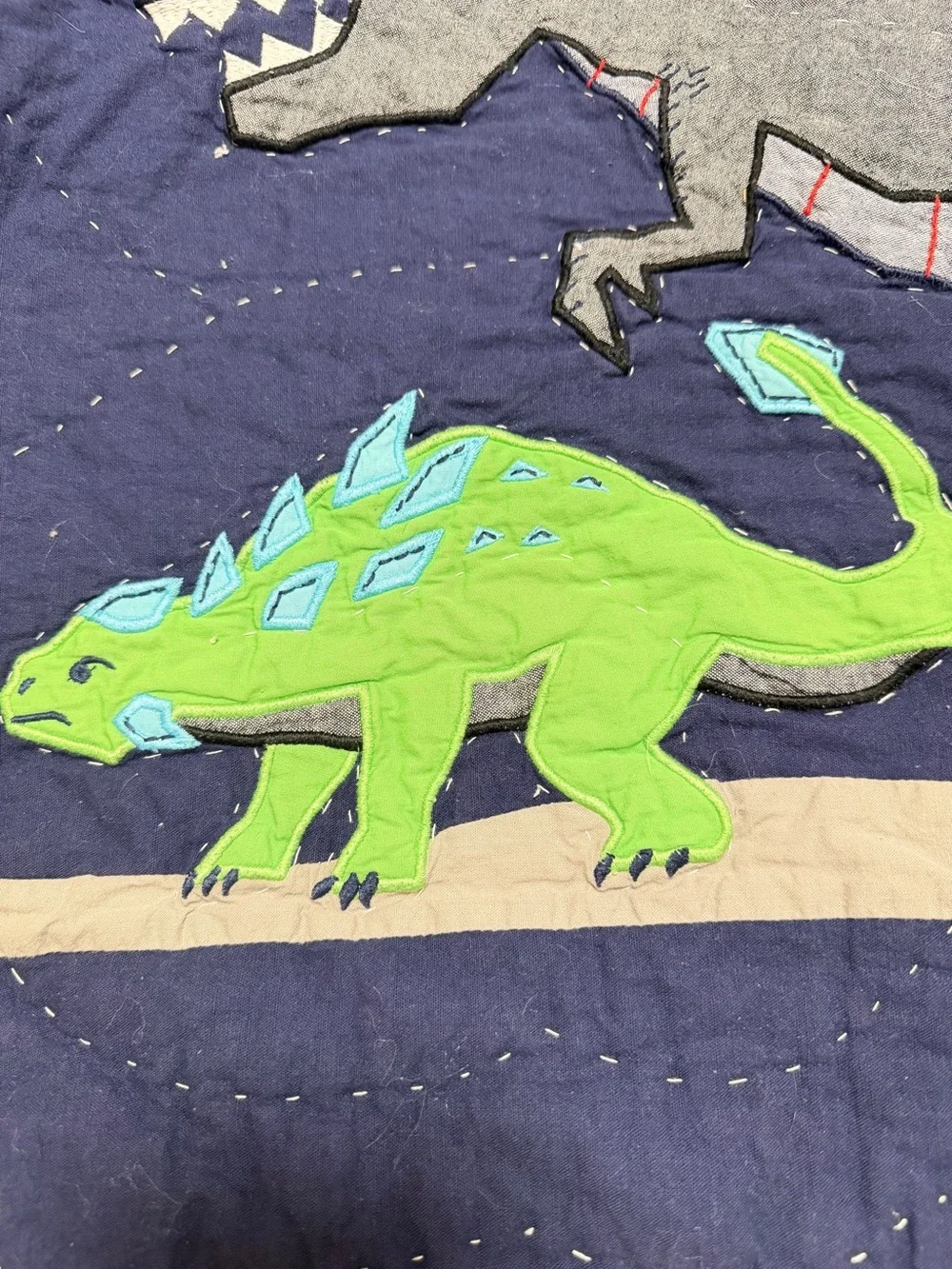 Pottery Barn Kids Warren Dinosaur Euro Sham 26x26 Cotton Quilted Appliqué PBK